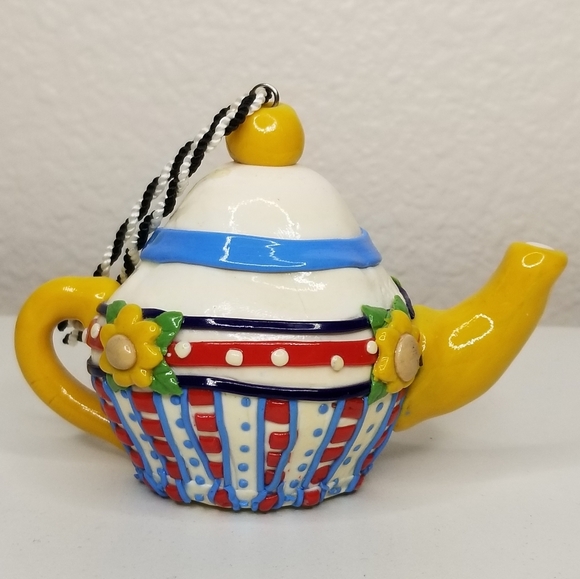Vintage 1994 Mary Engelbreit Collection Teapot Ornament Multi Color 3"H - Picture 2 of 9